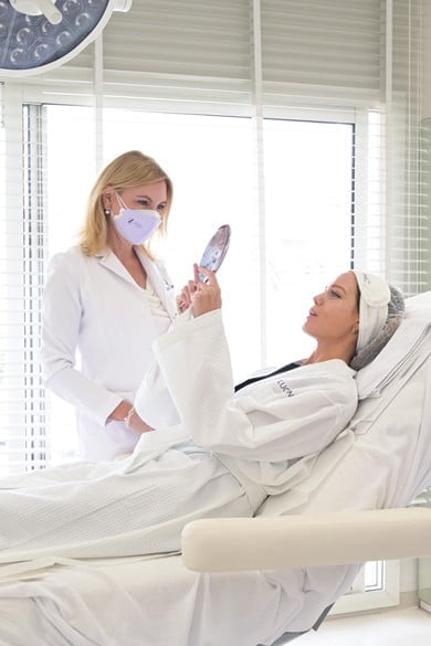 The patient can immediately see the results of the Dermal Filler treatment